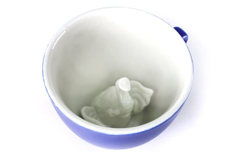 Creature Cups ELEPHANT Ceramic Cup (11 Ounce, Cobalt Blue) - Hidden 3D Animal Inside Mug Emerges As You Drink - Holiday and Birthday Drinkware Gift for Coffee & Tea Lovers - Image 2